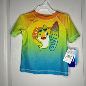 Nickelodeon Toddler Boys Crew Neck Short Sleeve Rainbow Baby Shark Rash Guard